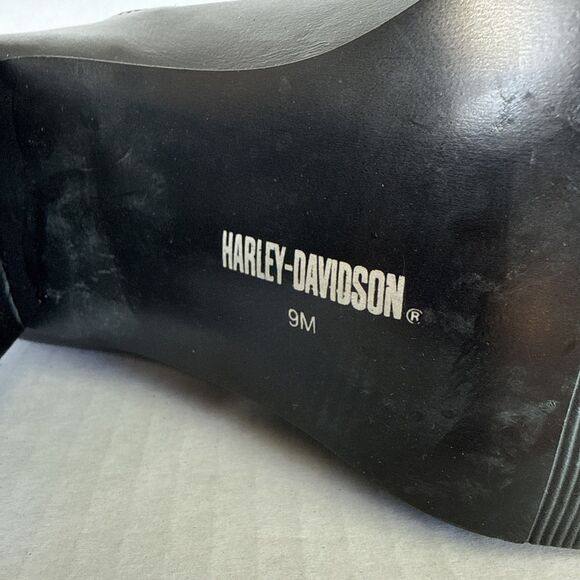 Harley Davidson Womens Leather High Heel Riding Flame Boots Sz 9M Black See Pics - Picture 10 of 12